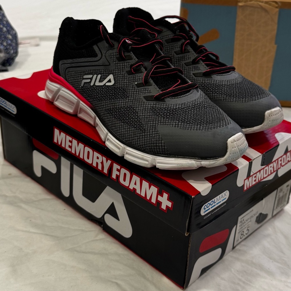 Fila Black and Red Athletic Shoes